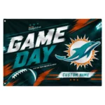 Miami Dolphins House Flag Customized Action Streaks Aqua Best Selling