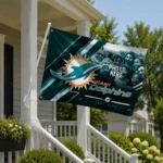 Miami Dolphins House Flag Customized Diagonal Stripes Aqua Best Selling