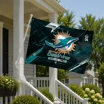 Miami Dolphins House Flag Personalized Speed Slashes Aqua Best Selling
