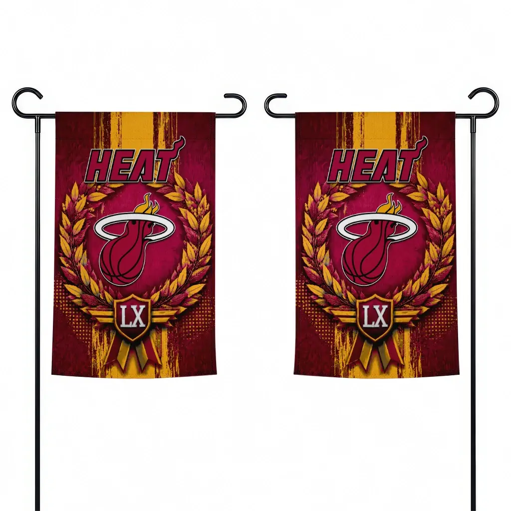 Miami Heat Garden Flag Custom Laurel Wreath Red Fashion Forward Miami Heat Garden Flag Custom Laurel Wreath Red Fashion Forward