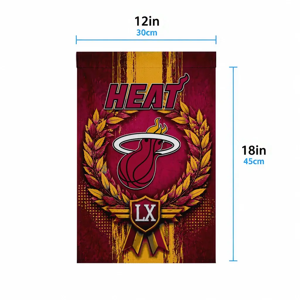 Miami Heat Garden Flag Custom Laurel Wreath Red High Quality Miami Heat Garden Flag Custom Laurel Wreath Red High Quality