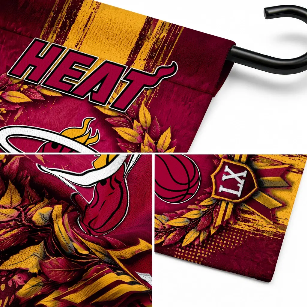 Miami Heat Garden Flag Custom Laurel Wreath Red Latest Model Miami Heat Garden Flag Custom Laurel Wreath Red Latest Model