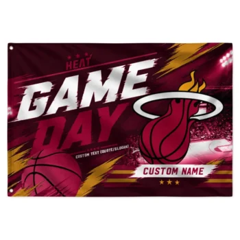 Miami Heat House Flag Personalized Energy Brushstrokes Red Best Selling