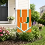 Miami Hurricanes Garden Flag Custom Chevron Stripes Orange Best Selling
