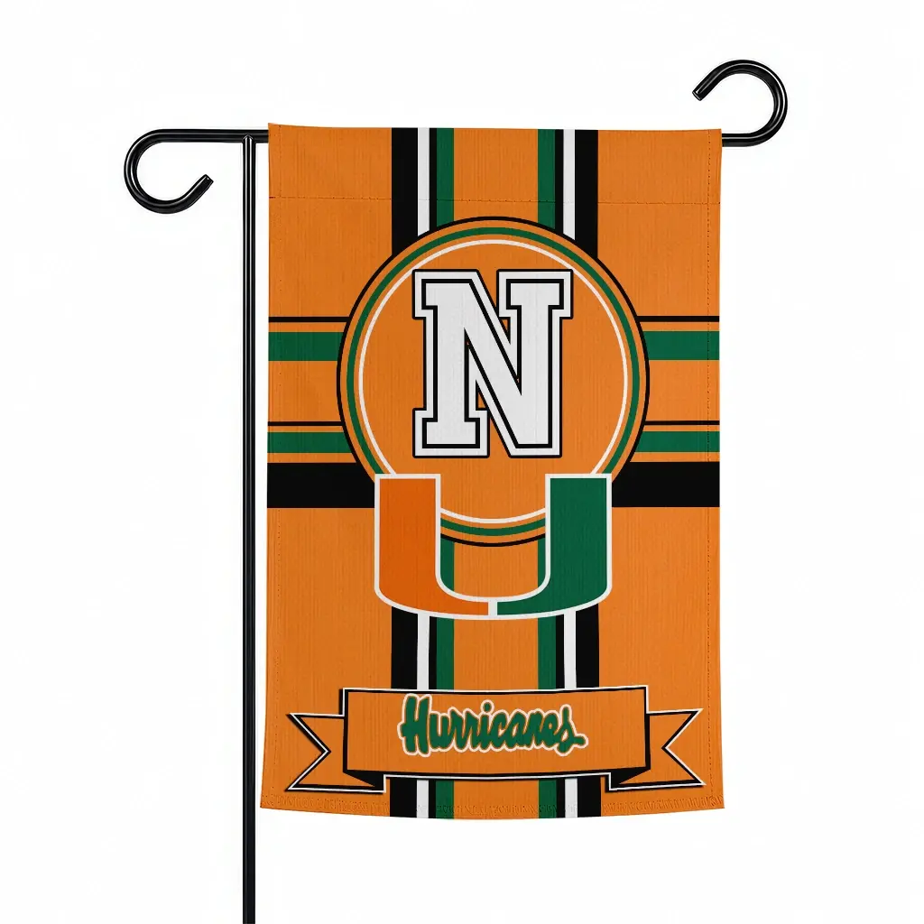 Miami Hurricanes Garden Flag Custom Circle Medallion Orange Best Selling Miami Hurricanes Garden Flag Custom Circle Medallion Orange Best Selling