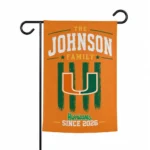 Miami Hurricanes Garden Flag Personalized Distressed Stripes Orange Best Selling