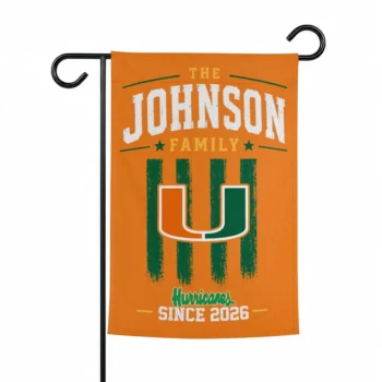 Miami Hurricanes Garden Flag Personalized Distressed Stripes Orange Best Selling