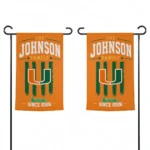 Miami Hurricanes Garden Flag Personalized Distressed Stripes Orange Best Selling