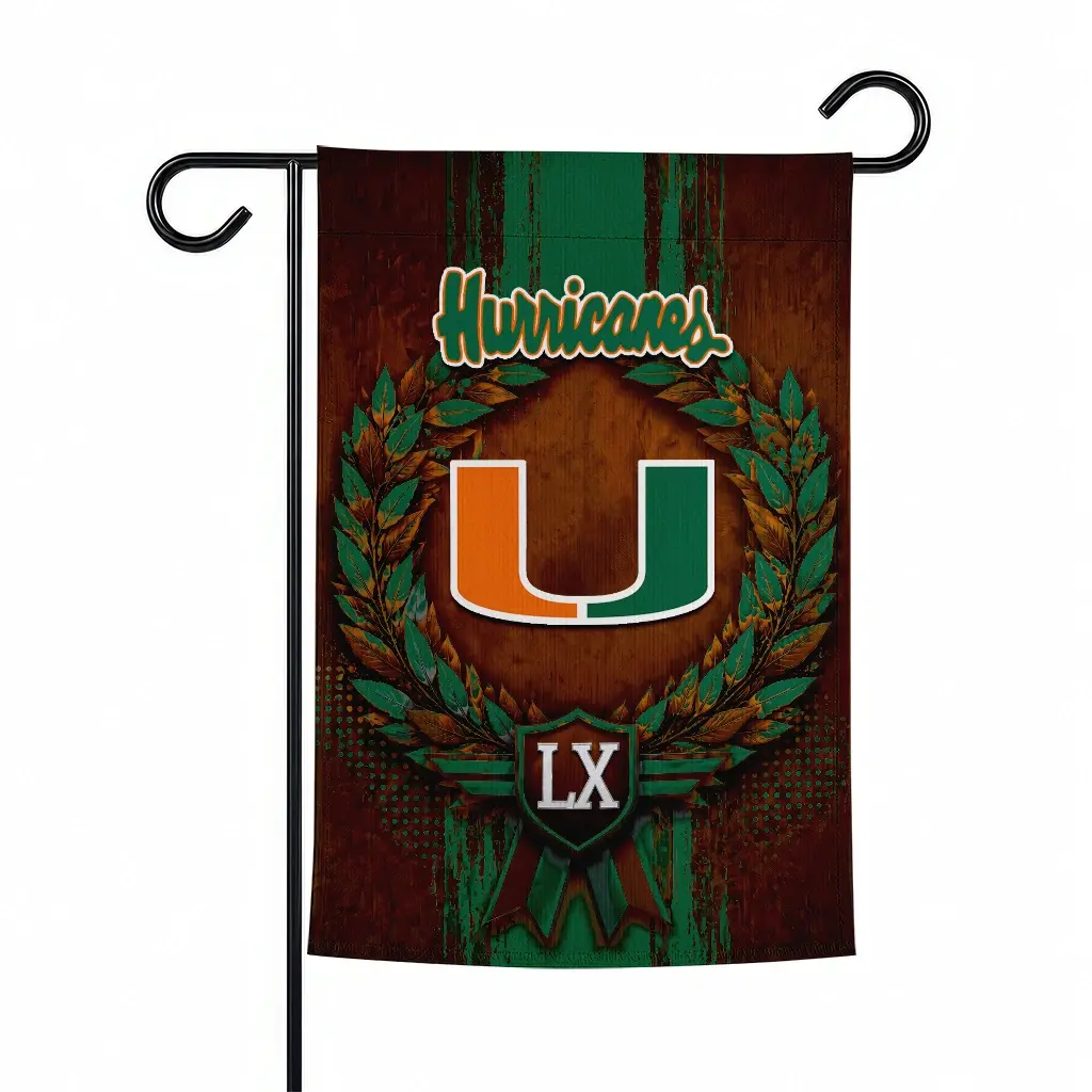 Miami Hurricanes Garden Flag Personalized Laurel Wreath Orange Best Selling Miami Hurricanes Garden Flag Personalized Laurel Wreath Orange Best Selling