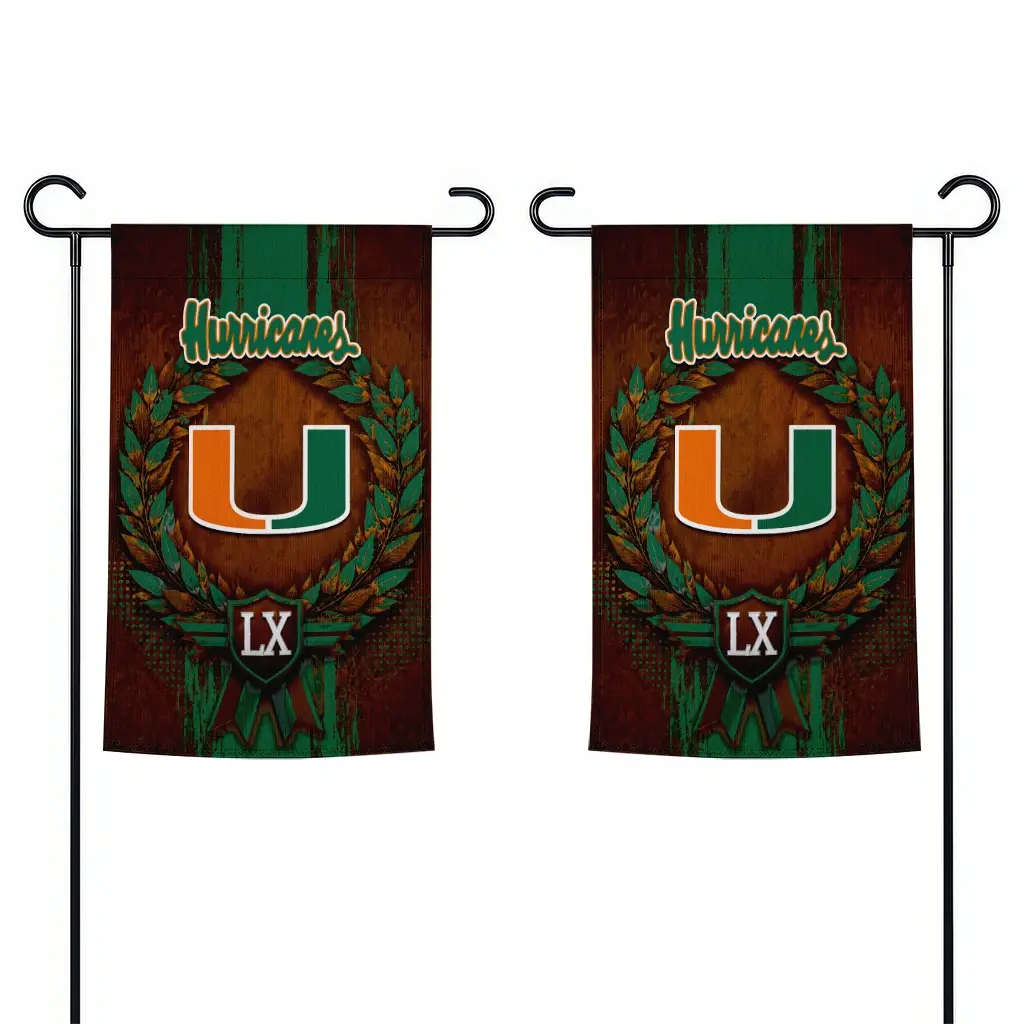Miami Hurricanes Garden Flag Personalized Laurel Wreath Orange Fashion Forward Miami Hurricanes Garden Flag Personalized Laurel Wreath Orange Fashion Forward