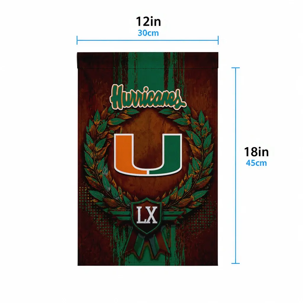 Miami Hurricanes Garden Flag Personalized Laurel Wreath Orange High Quality Miami Hurricanes Garden Flag Personalized Laurel Wreath Orange High Quality