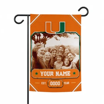 Miami Hurricanes Garden Flag - Personalized Photo Frame Orange