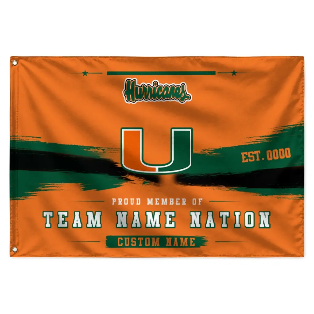 Miami Hurricanes House Flag Custom Brushed Streaks Orange Best Selling Miami Hurricanes House Flag Custom Brushed Streaks Orange Best Selling