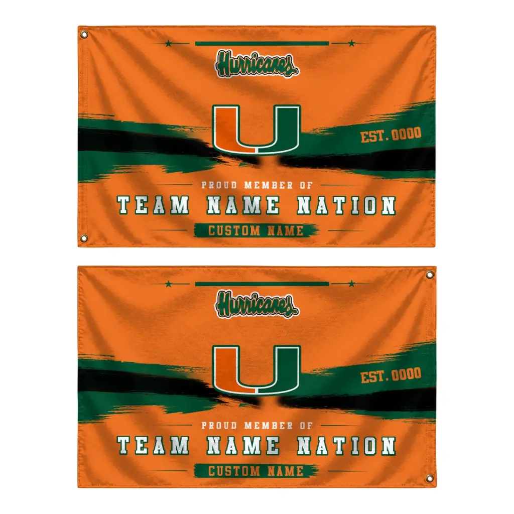 Miami Hurricanes House Flag Custom Brushed Streaks Orange Fashion Forward Miami Hurricanes House Flag Custom Brushed Streaks Orange Fashion Forward