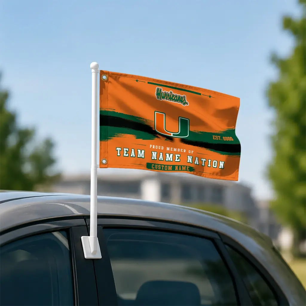 Miami Hurricanes House Flag Custom Brushed Streaks Orange Latest Model Miami Hurricanes House Flag Custom Brushed Streaks Orange Latest Model