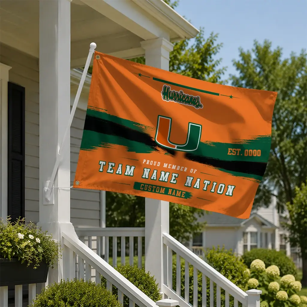 Miami Hurricanes House Flag Custom Brushed Streaks Orange New Arrival Miami Hurricanes House Flag Custom Brushed Streaks Orange New Arrival