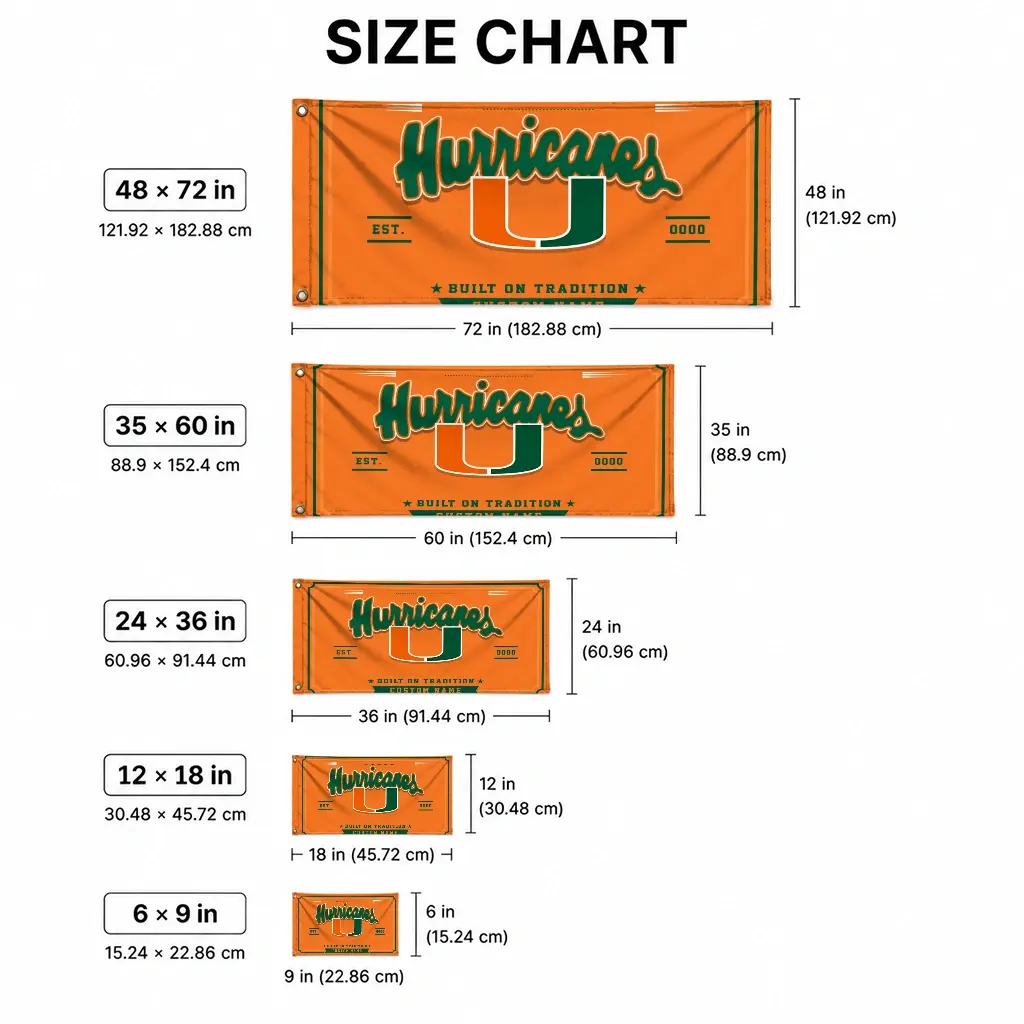 Miami Hurricanes House Flag Custom Ornate Border Orange High Quality Miami Hurricanes House Flag Custom Ornate Border Orange High Quality