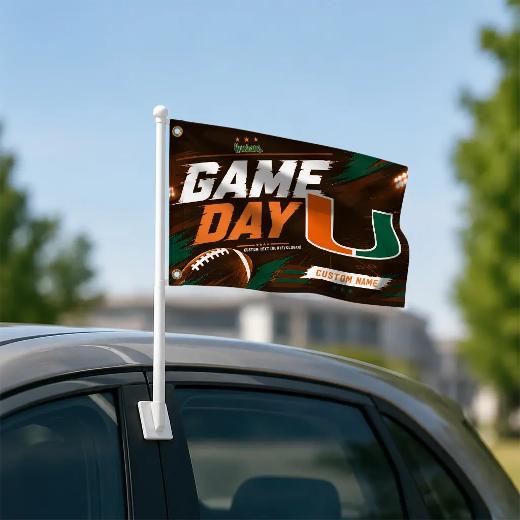 Miami Hurricanes House Flag Customized Action Streaks Orange Latest Model Miami Hurricanes House Flag Customized Action Streaks Orange Latest Model
