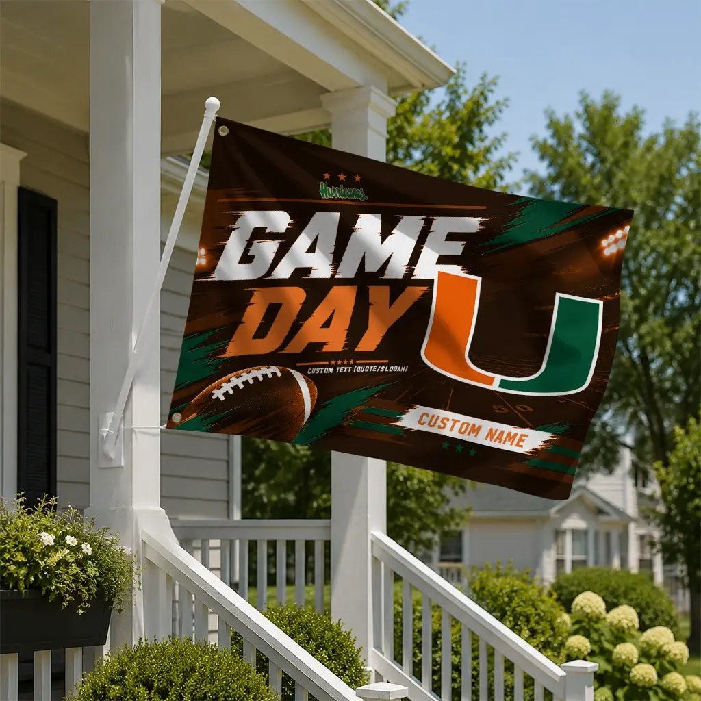 Miami Hurricanes House Flag Customized Action Streaks Orange New Arrival Miami Hurricanes House Flag Customized Action Streaks Orange New Arrival