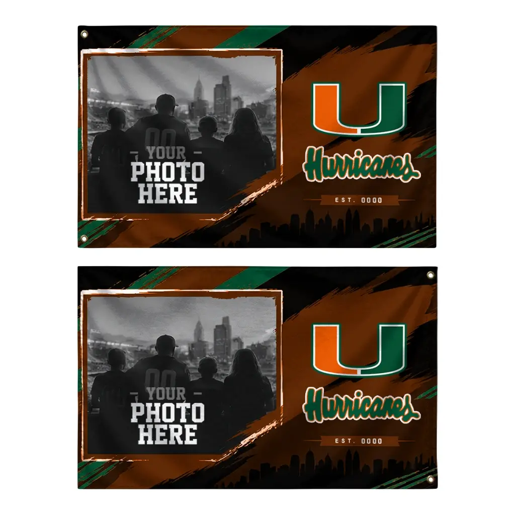 Miami Hurricanes House Flag Personalized Framed Photo Orange Black Fashion Forward Miami Hurricanes House Flag Personalized Framed Photo Orange Black Fashion Forward