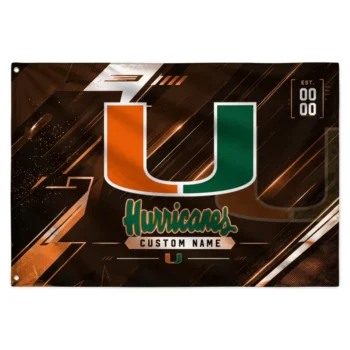 Miami Hurricanes House Flag Personalized Speed Slashes Orange Best Selling