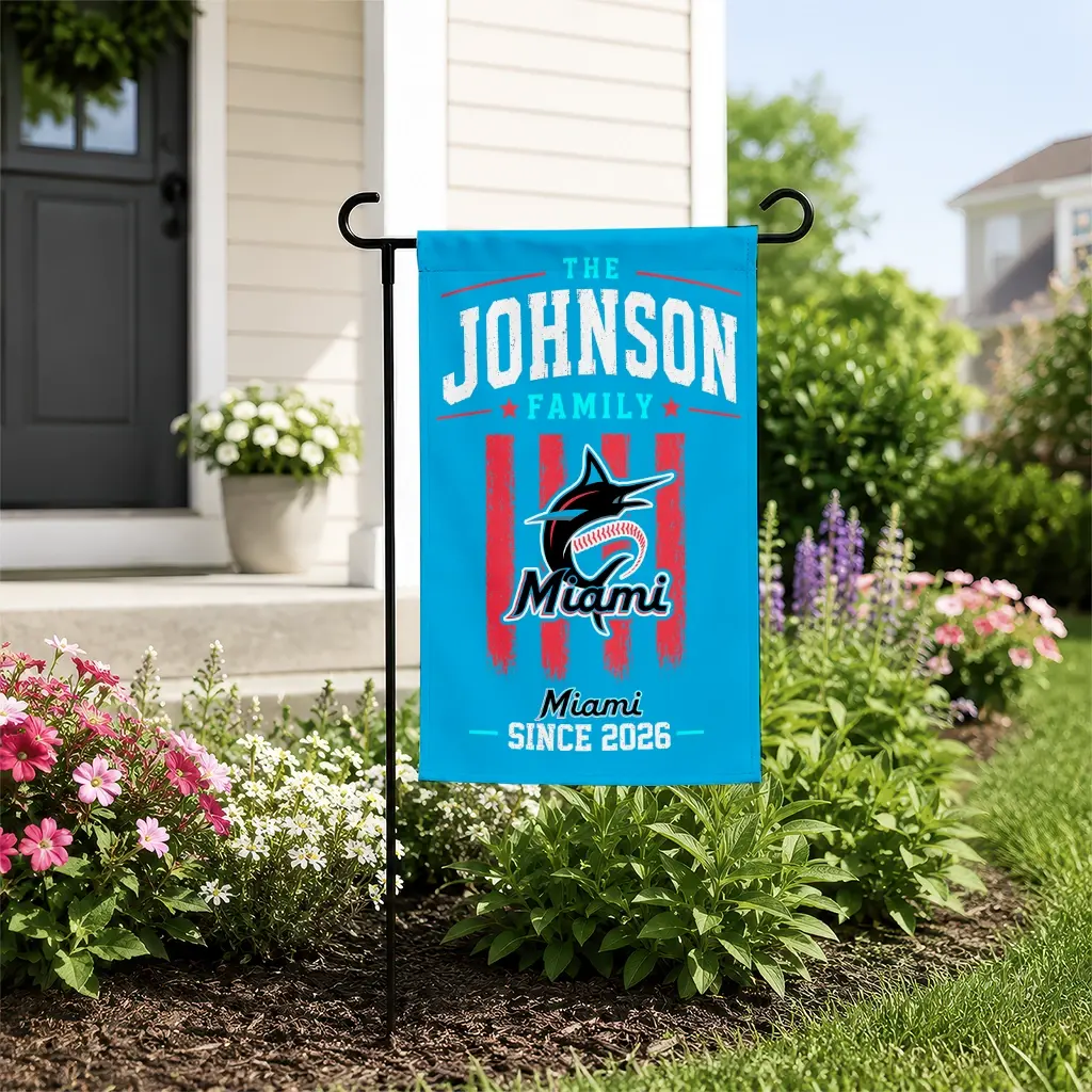 Miami Marlins Garden Flag Custom Distressed Stripes Blue New Arrival Miami Marlins Garden Flag Custom Distressed Stripes Blue New Arrival