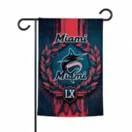 Miami Marlins Garden Flag Custom Laurel Wreath Blue Best Selling