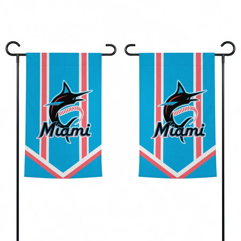 Miami Marlins Garden Flag Customized Chevron Stripes Blue Fashion Forward Miami Marlins Garden Flag Customized Chevron Stripes Blue Fashion Forward