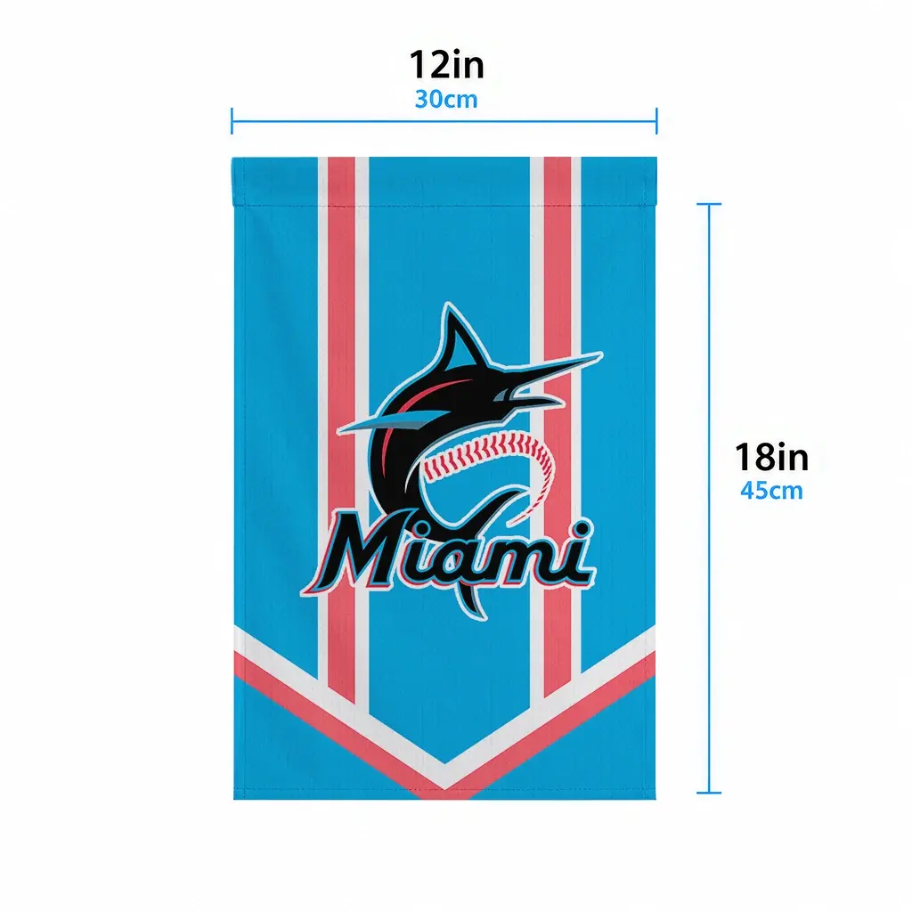 Miami Marlins Garden Flag Customized Chevron Stripes Blue High Quality Miami Marlins Garden Flag Customized Chevron Stripes Blue High Quality