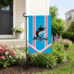 Miami Marlins Garden Flag Customized Chevron Stripes Blue Best Selling