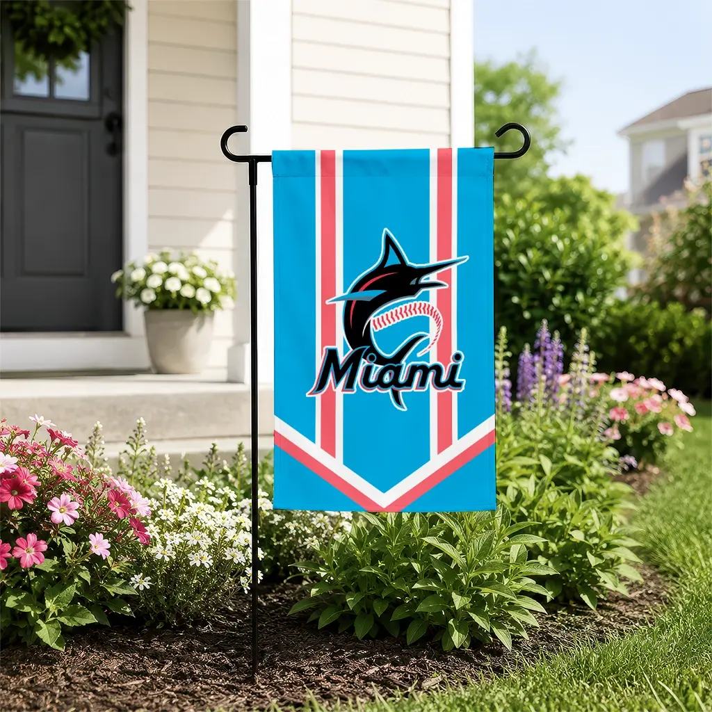 Miami Marlins Garden Flag Customized Chevron Stripes Blue New Arrival Miami Marlins Garden Flag Customized Chevron Stripes Blue New Arrival