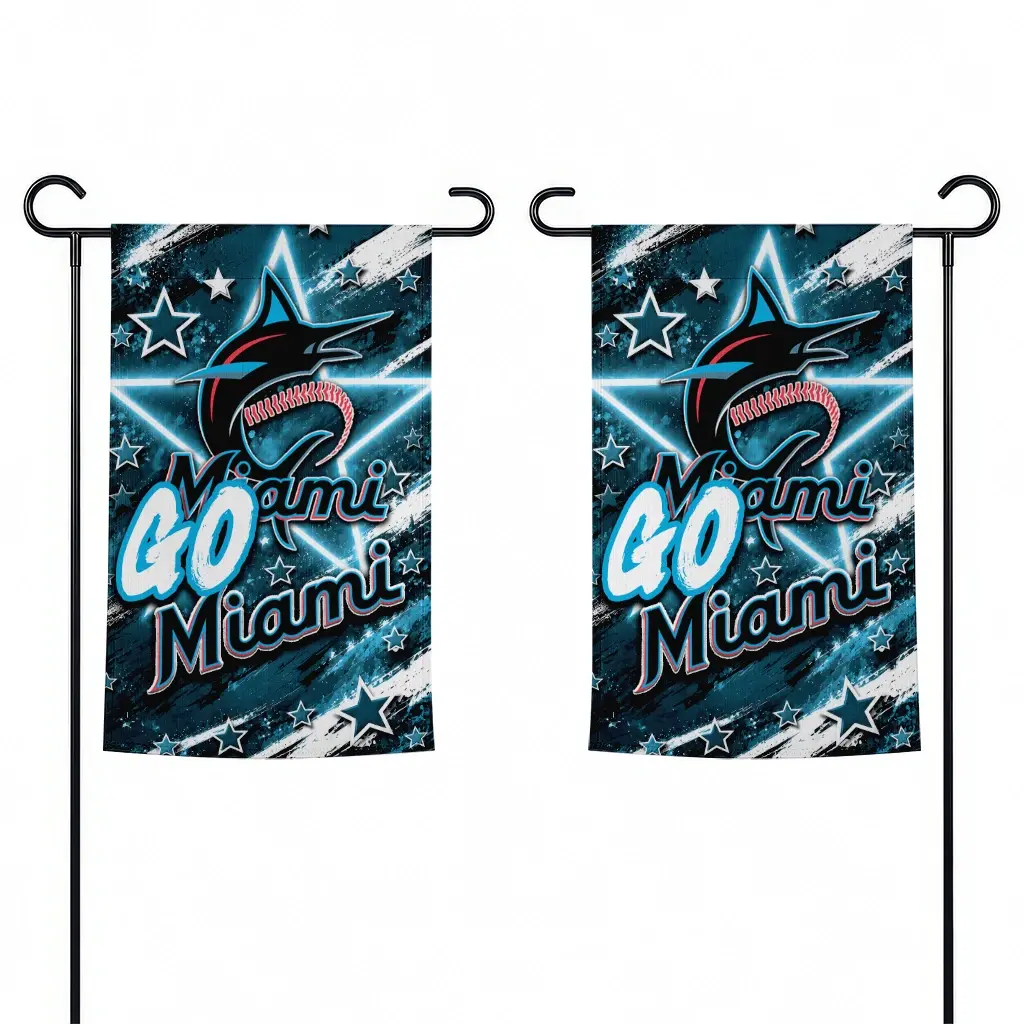 Miami Marlins Garden Flag Personalized Glowing Star Blue Fashion Forward Miami Marlins Garden Flag Personalized Glowing Star Blue Fashion Forward