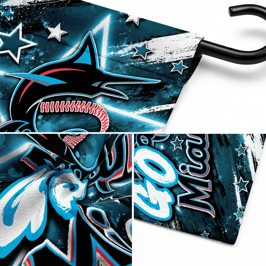 Miami Marlins Garden Flag Personalized Glowing Star Blue Latest Model Miami Marlins Garden Flag Personalized Glowing Star Blue Latest Model