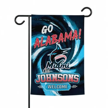 Miami Marlins Garden Flag Personalized Swirl Vortex Blue Best Selling