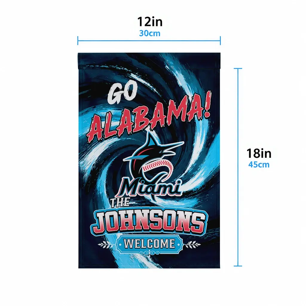 Miami Marlins Garden Flag Personalized Swirl Vortex Blue High Quality Miami Marlins Garden Flag Personalized Swirl Vortex Blue High Quality