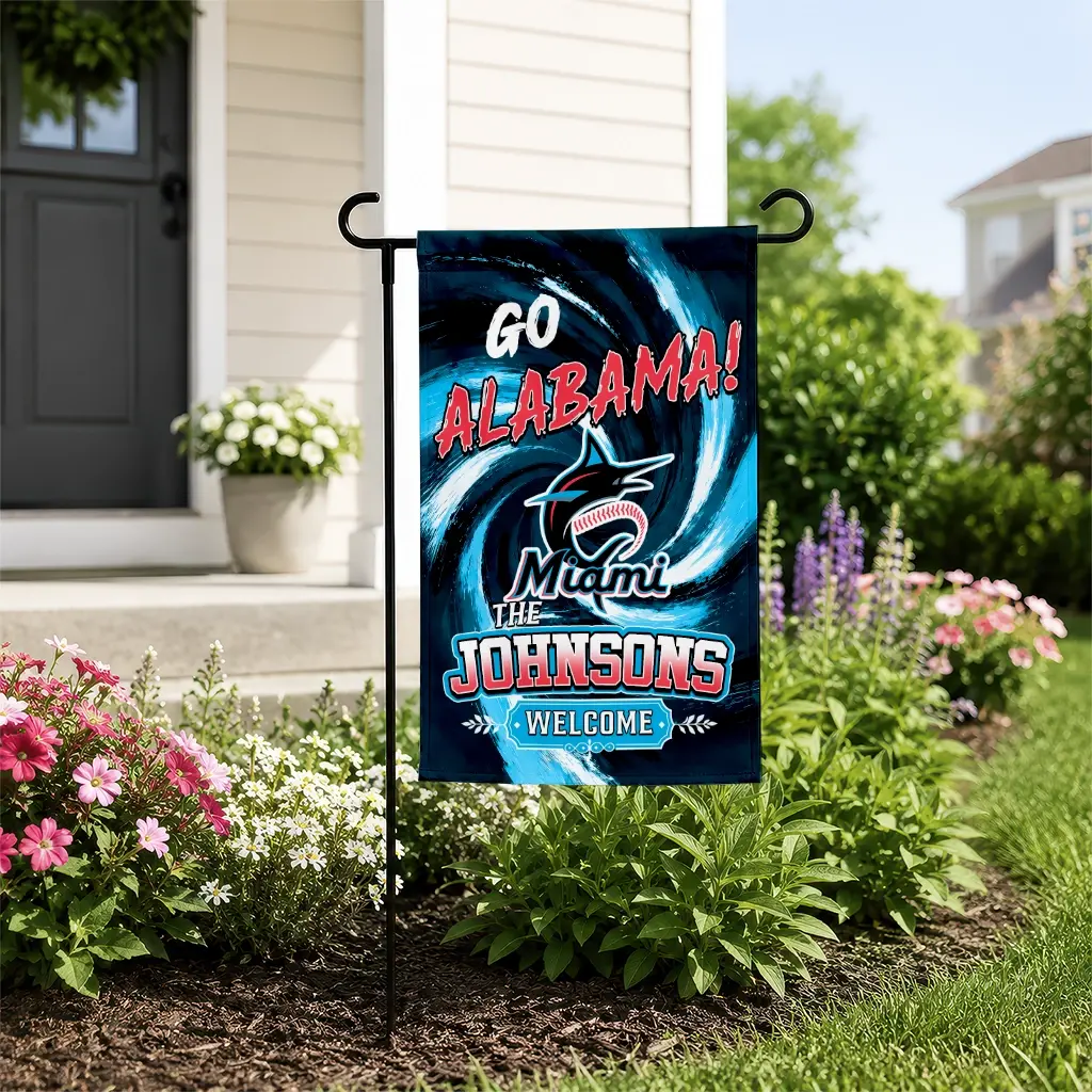Miami Marlins Garden Flag Personalized Swirl Vortex Blue New Arrival Miami Marlins Garden Flag Personalized Swirl Vortex Blue New Arrival