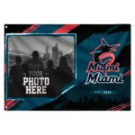 Miami Marlins House Flag Custom Framed Photo Blue Black Best Selling