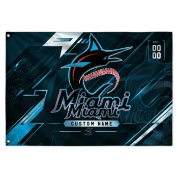 Miami Marlins House Flag Custom Speed Slashes Blue Best Selling