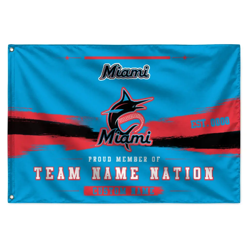 Miami Marlins House Flag Customized Brushed Streaks Blue Best Selling Miami Marlins House Flag Customized Brushed Streaks Blue Best Selling