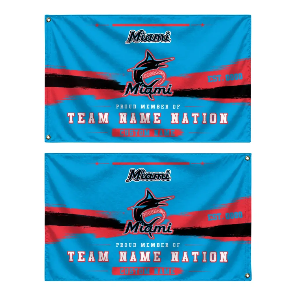 Miami Marlins House Flag Customized Brushed Streaks Blue Fashion Forward Miami Marlins House Flag Customized Brushed Streaks Blue Fashion Forward