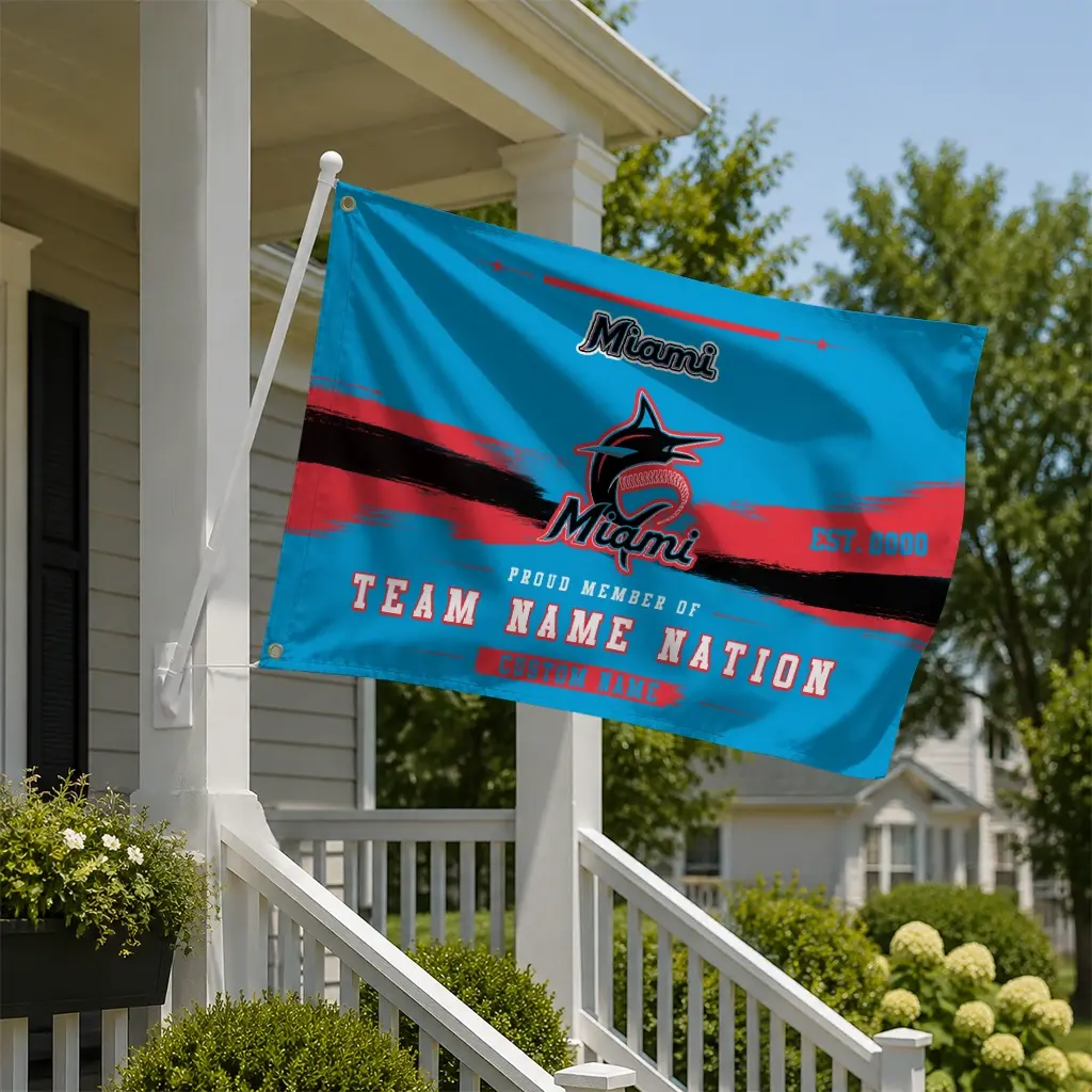 Miami Marlins House Flag Customized Brushed Streaks Blue New Arrival Miami Marlins House Flag Customized Brushed Streaks Blue New Arrival