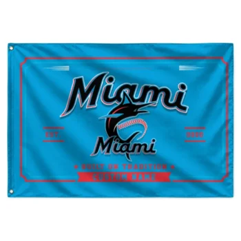 Miami Marlins House Flag Customized Ornate Border Blue Best Selling