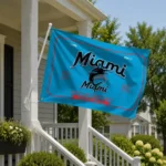 Miami Marlins House Flag Customized Ornate Border Blue Best Selling