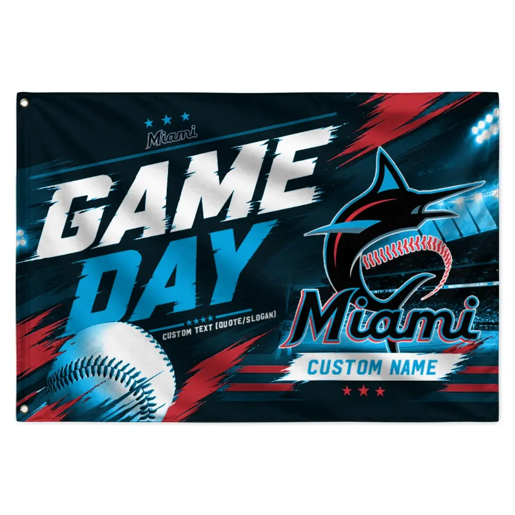 Miami Marlins House Flag Customized Tech Panels Blue Best Selling Miami Marlins House Flag Customized Tech Panels Blue Best Selling