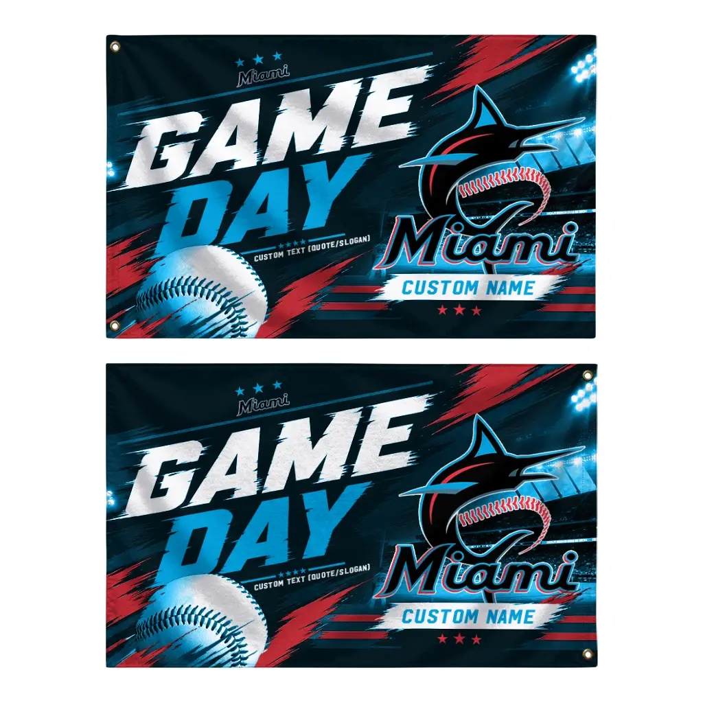 Miami Marlins House Flag Customized Tech Panels Blue Fashion Forward Miami Marlins House Flag Customized Tech Panels Blue Fashion Forward