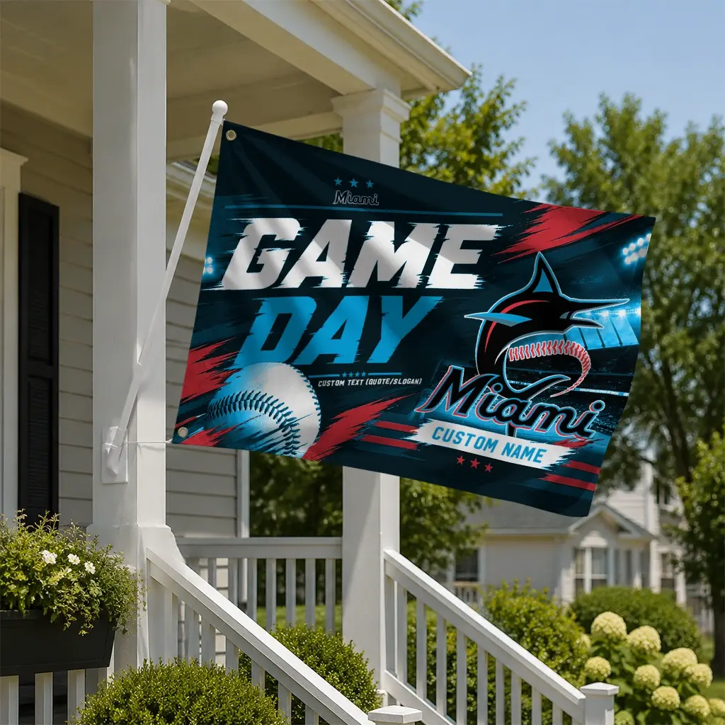 Miami Marlins House Flag Customized Tech Panels Blue New Arrival Miami Marlins House Flag Customized Tech Panels Blue New Arrival