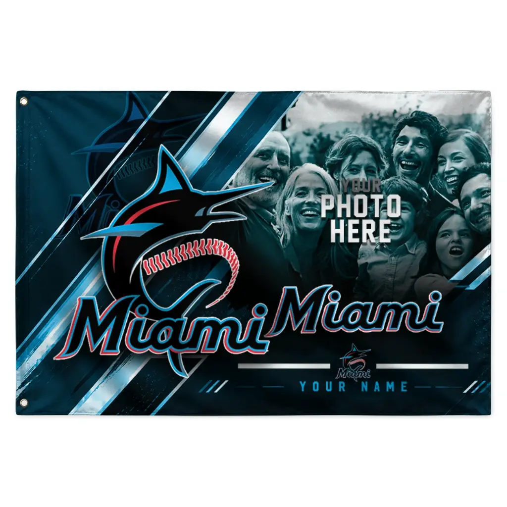 Miami Marlins House Flag Personalized Diagonal Stripes Blue Best Selling Miami Marlins House Flag Personalized Diagonal Stripes Blue Best Selling