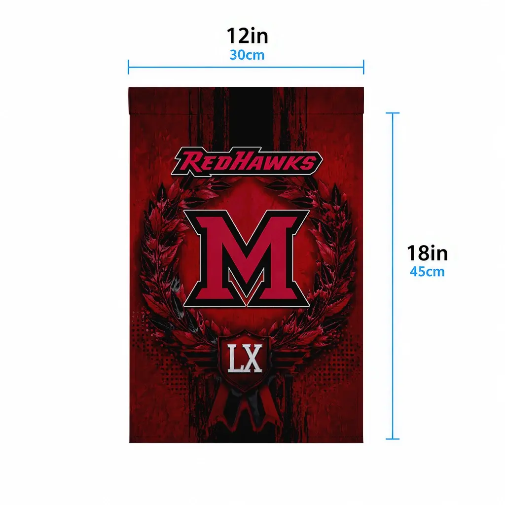Miami Redhawks Garden Flag Personalized Laurel Wreath Red High Quality Miami Redhawks Garden Flag Personalized Laurel Wreath Red High Quality
