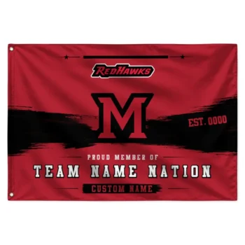 Miami Redhawks House Flag Custom Brushed Streaks Red Best Selling