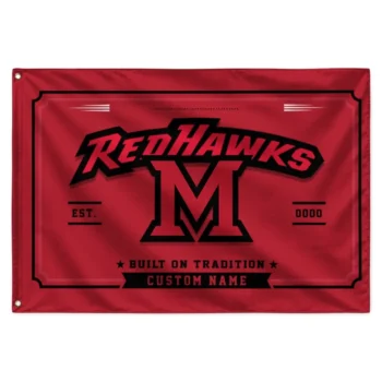 Miami Redhawks House Flag Custom Ornate Border Red Best Selling